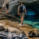 Grotte bleue Marseille : entrée semi-immergée depuis un rocher