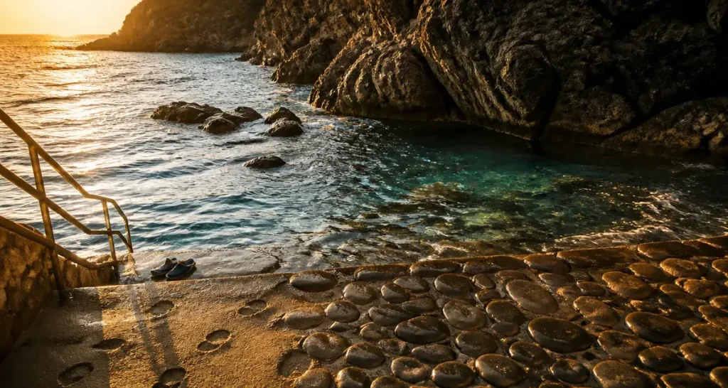 Plage corniche du liouquet à La Ciotat, crique rocheuse et eau turquoise